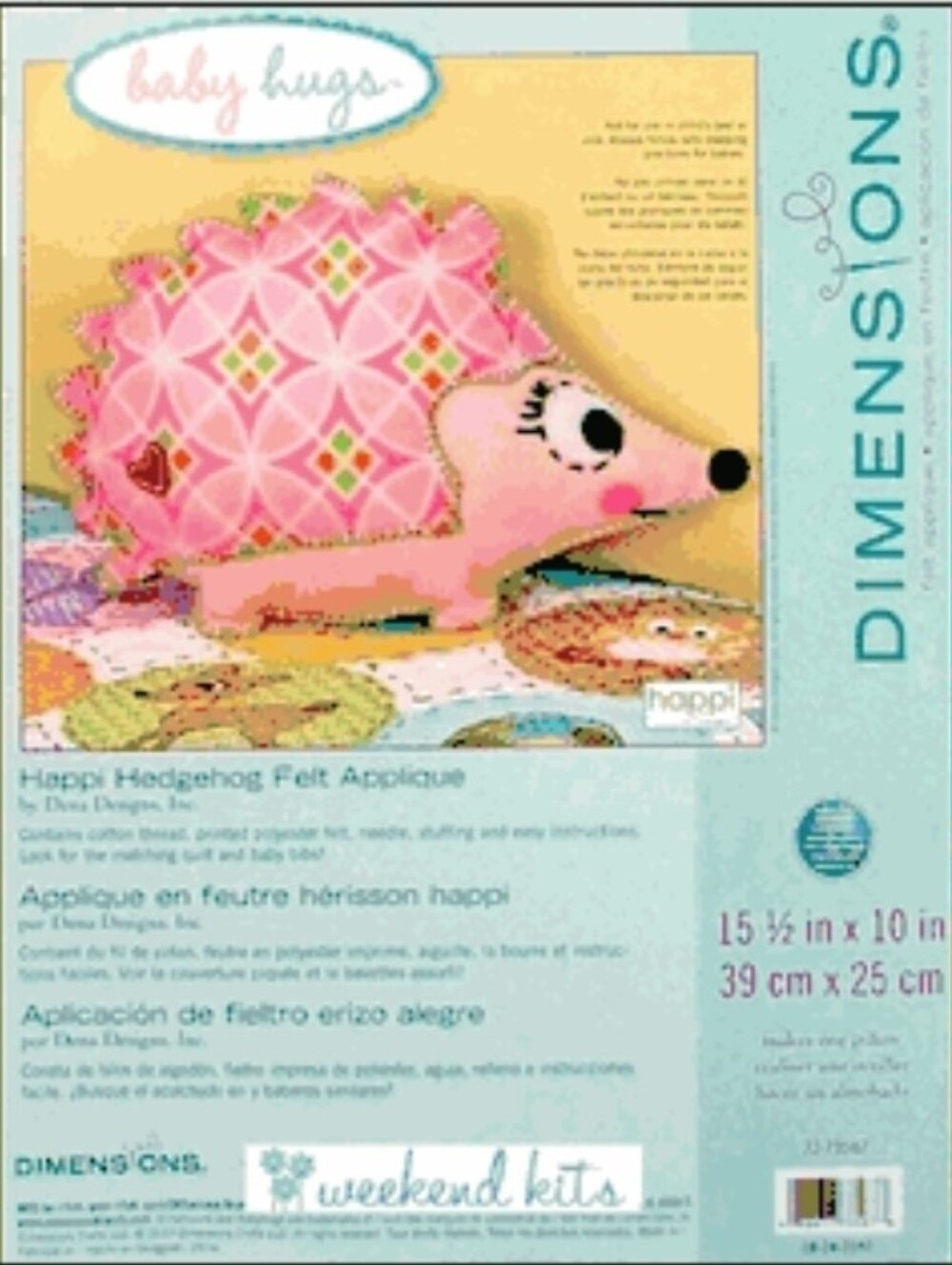 Dimensions Baby Hugs Happy Hedgehog Felt Applique Pillow Kit 72-73567 Retired